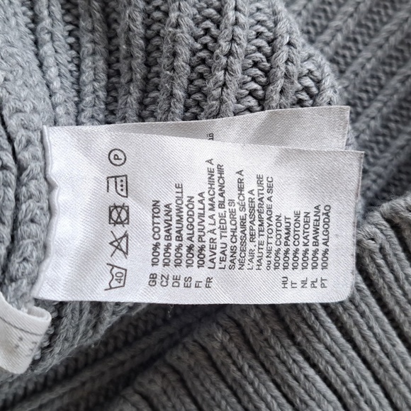 H&M Toddler Ribbed Chunky Knit Half-Zip Sweater 100% Cotton Comfy Gray Boy - Picture 5 of 10